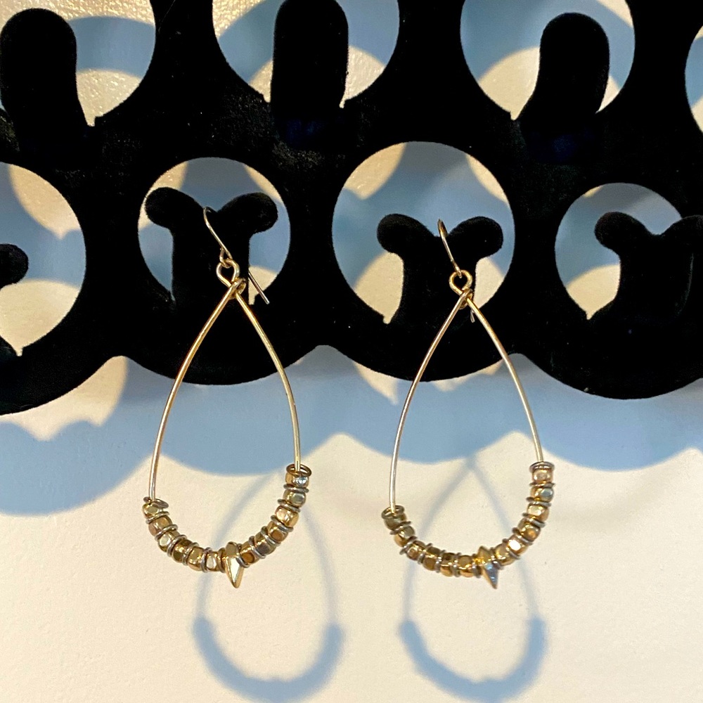 Gold Plated Funky Dangle Loop Earrings from New Jersey Boutique